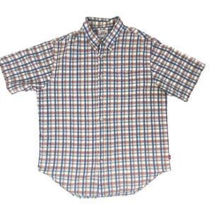 Levi’s Button Up Shirt Mens Sz Large Multicolor Plaid Seer Sucker Short Sleeve